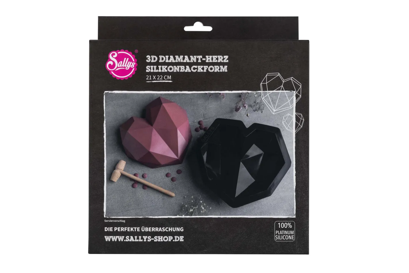 Sallys 3D Diamant-Herz Silikonbackform