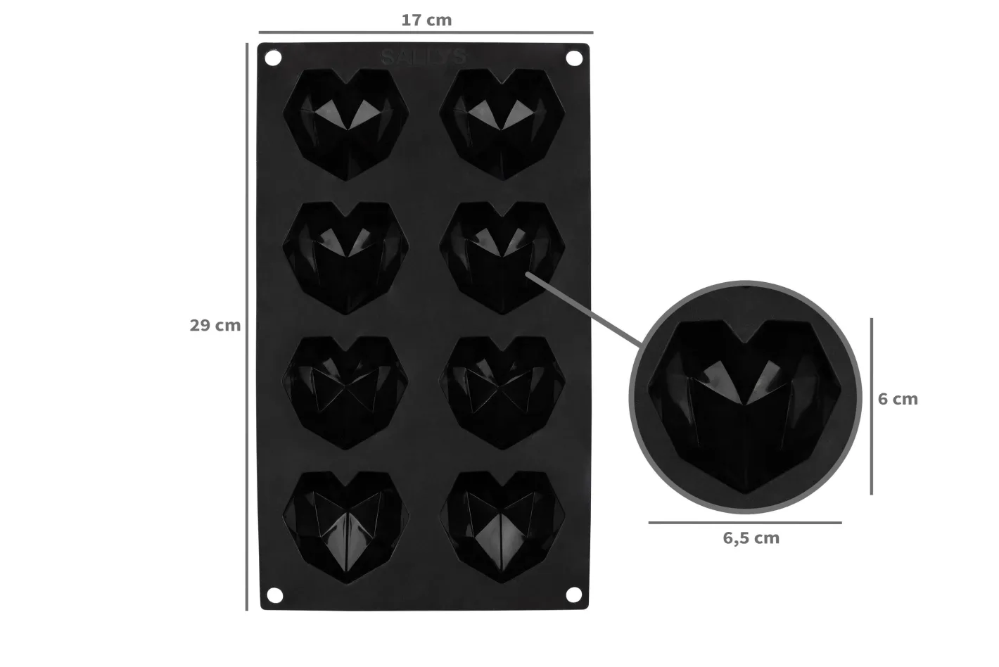 Sallys 3D Diamant-Herz Silikonbackform klein