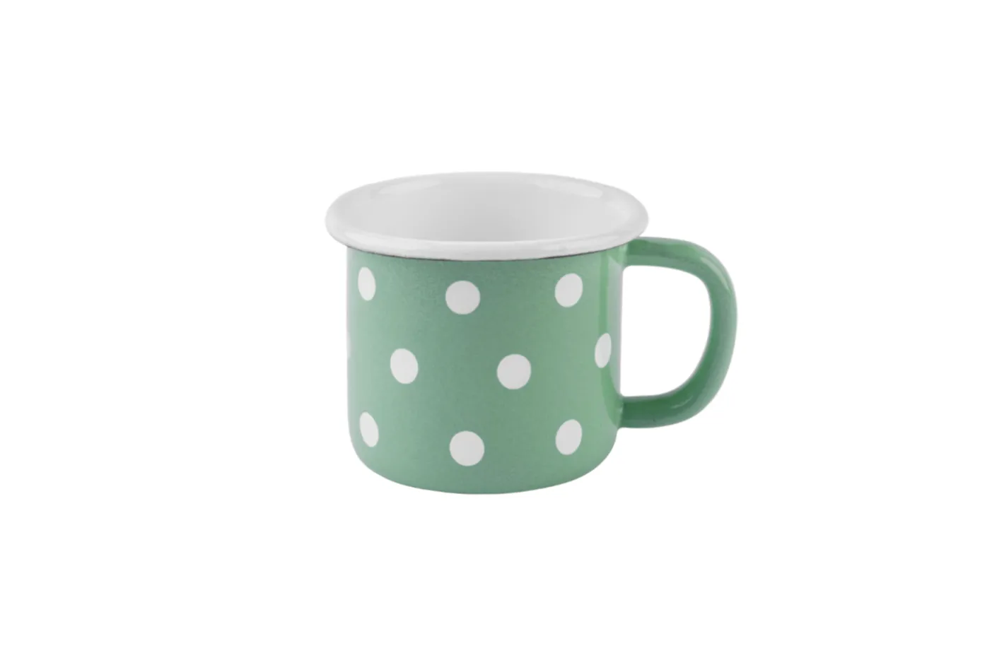 Sallys Emaille Tasse - pastell groß gepunktet