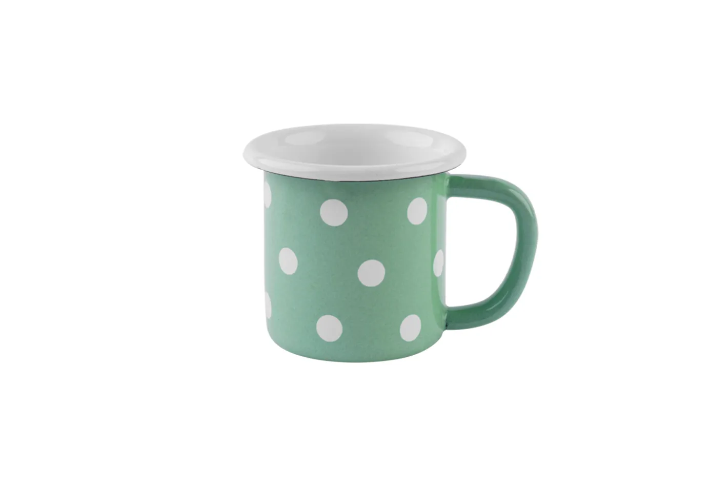 Sallys Emaille Tasse - pastell klein gepunktet