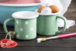 Sallys Emaille Tasse - pastell klein gepunktet