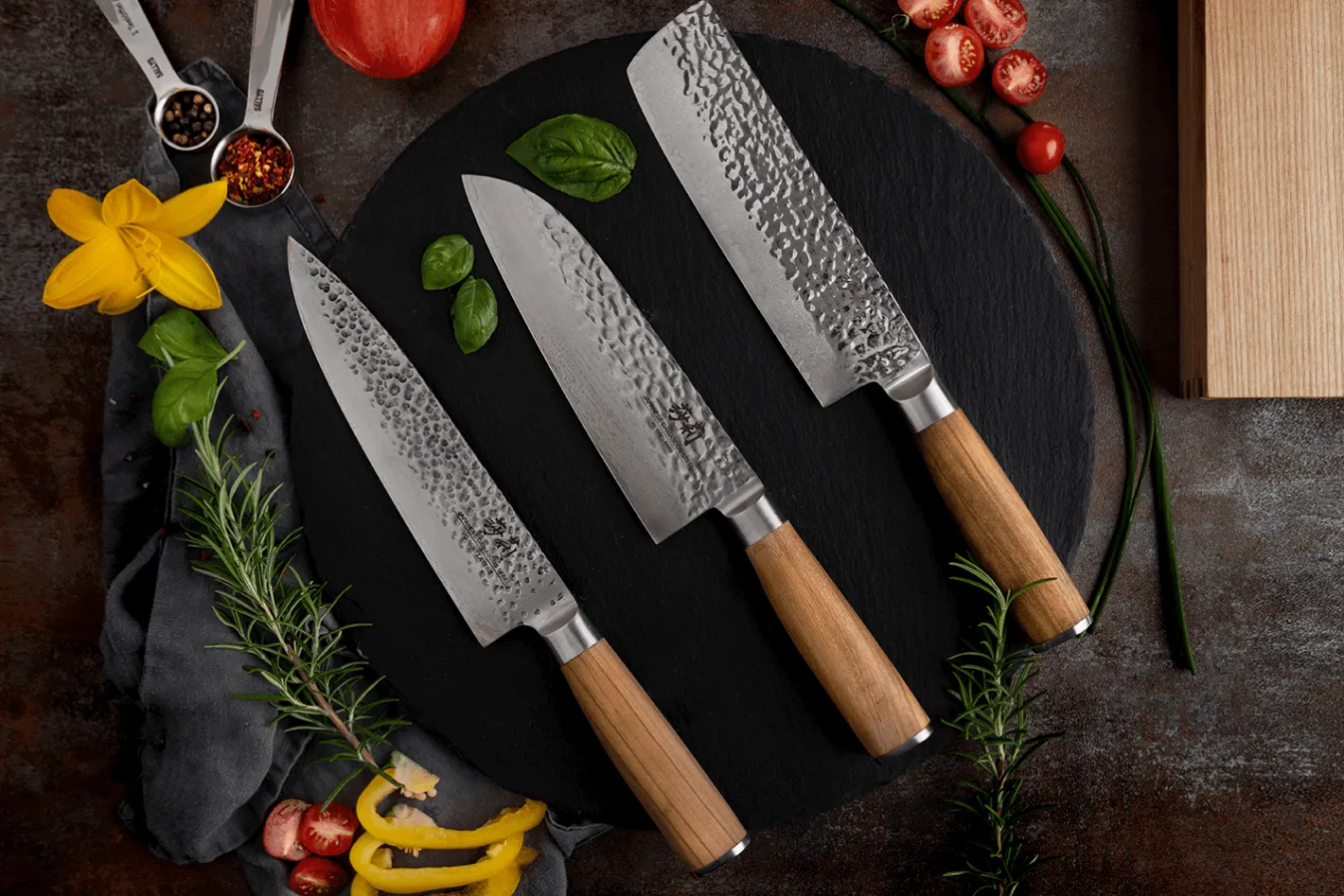 Sallys 3er Messer Set - Nakiri, Masuta & Santoku