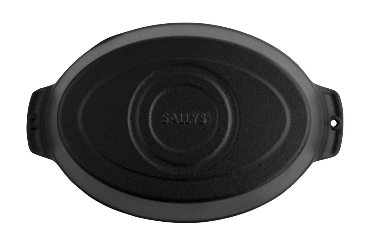 Sallys Gusseisen - Servierpfanne oval 18 x 24 cm - mit Echtholzuntersetzer