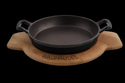 Sallys Gusseisen - Servierpfanne rund Ø 20 cm - mit Echtholzuntersetzer
