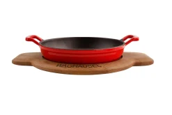 Sallys Gusseisen - Servierpfanne rund Ø 20 cm - mit Echtholzuntersetzer