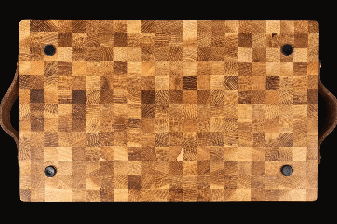 Sallys Hartblock Schneidebrett mit Büffelledergriff