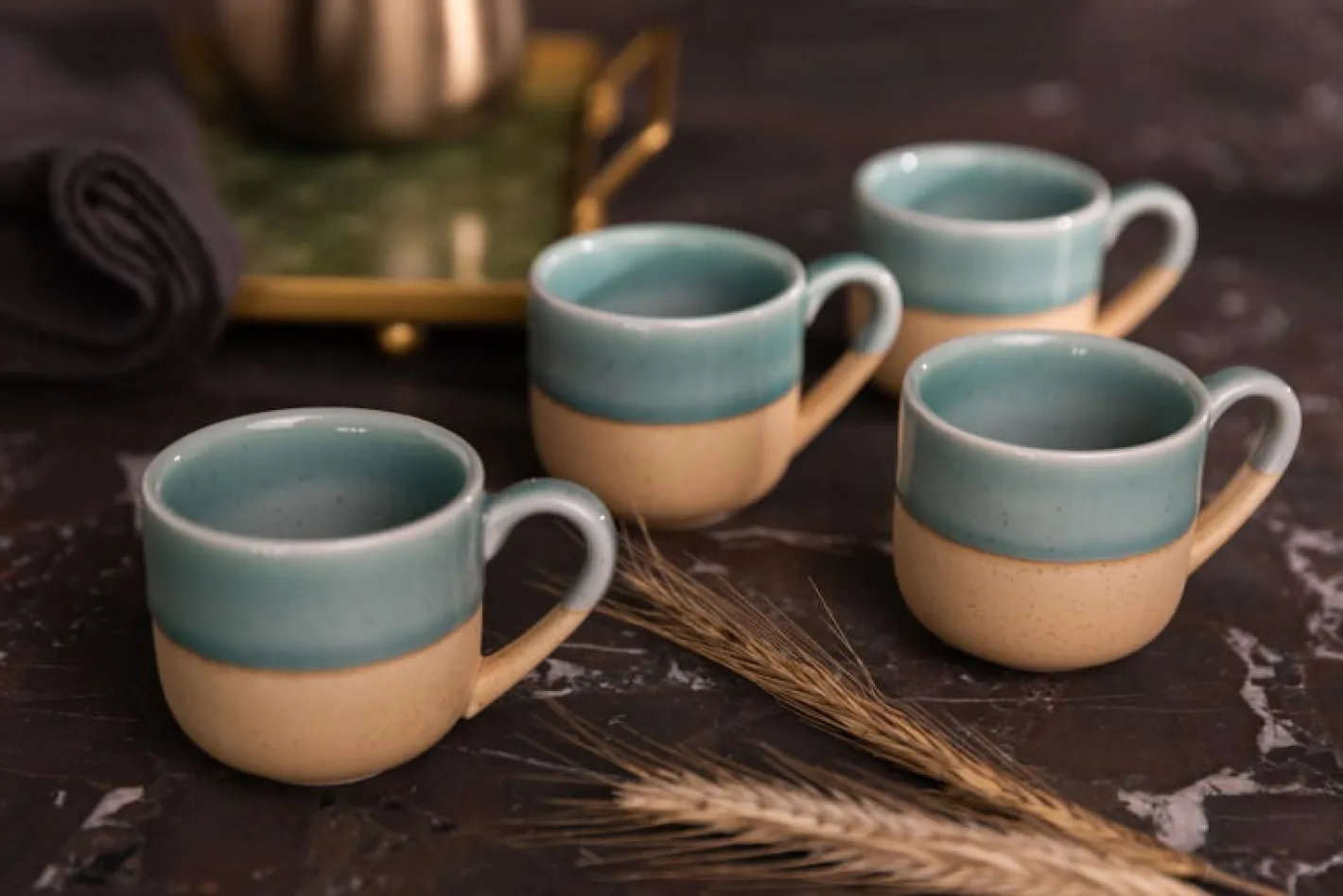 Sallys Hochtemperatur Porzellan Espressotassen "Mirrorglaze" - 4er Set