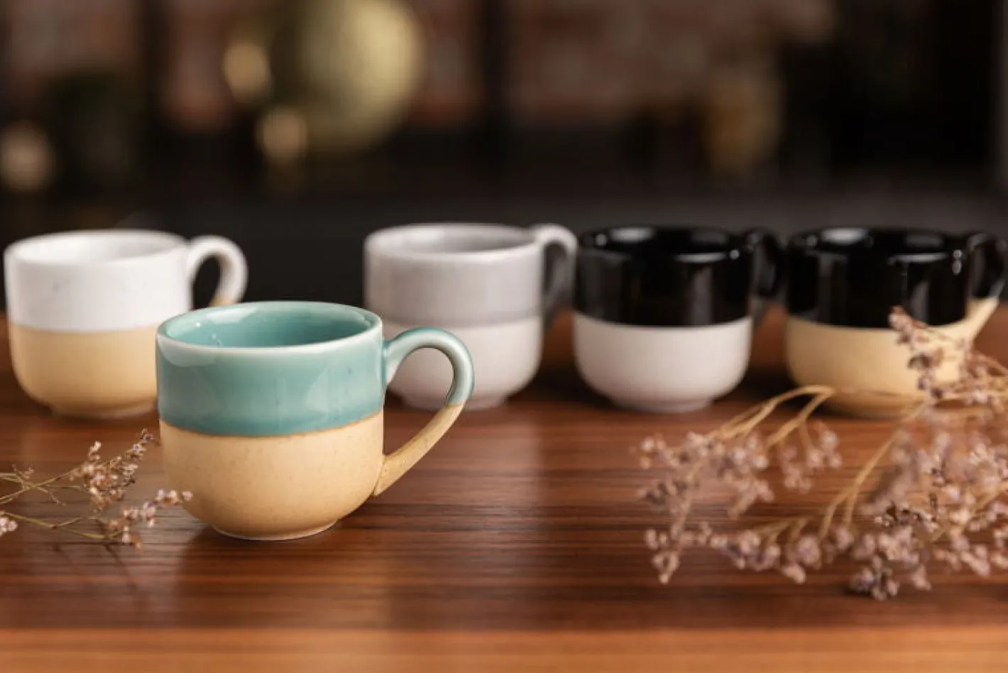 Sallys Hochtemperatur Porzellan Espressotassen "Mirrorglaze" - 4er Set