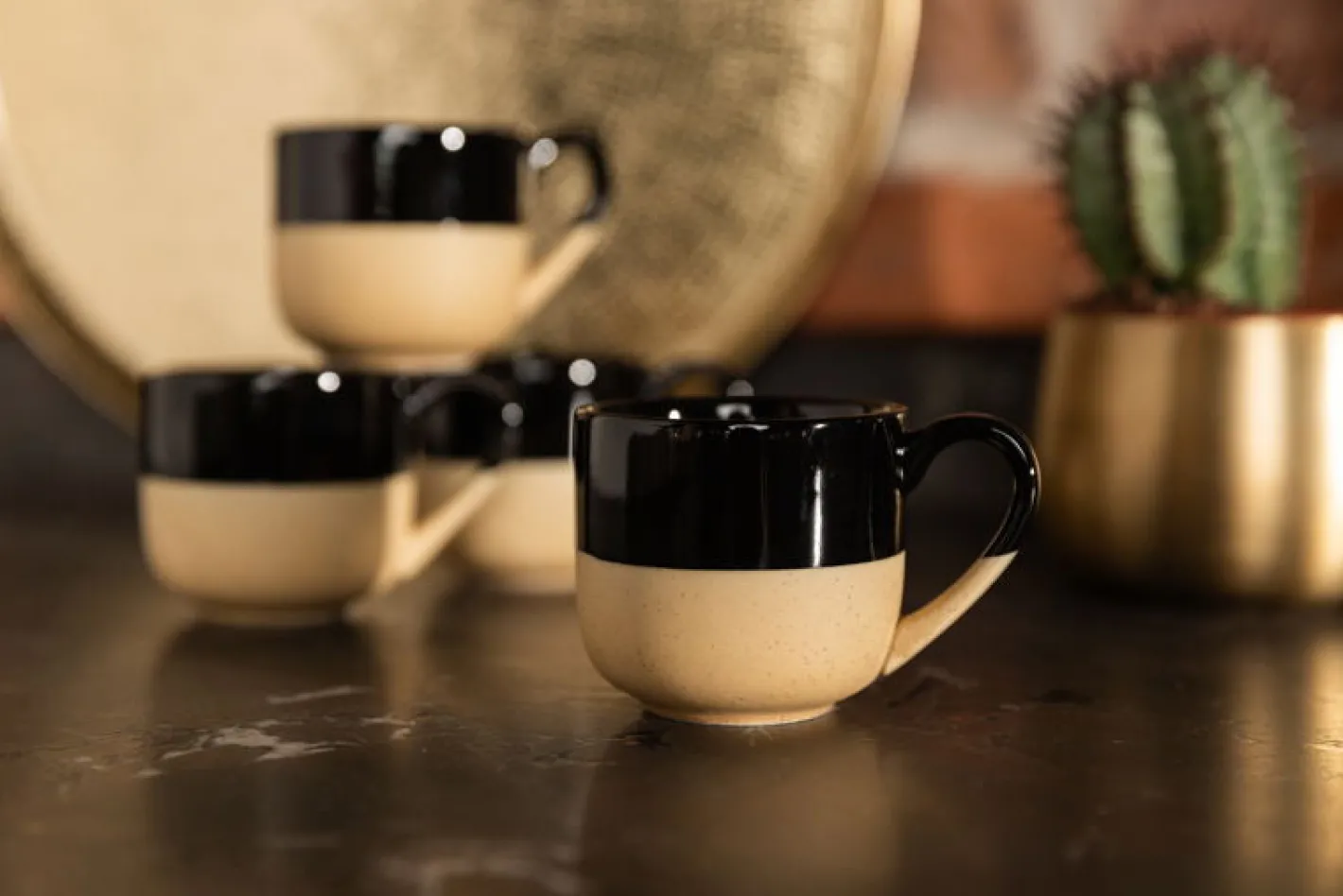 Sallys Hochtemperatur Porzellan Espressotassen "Mirrorglaze" - 4er Set